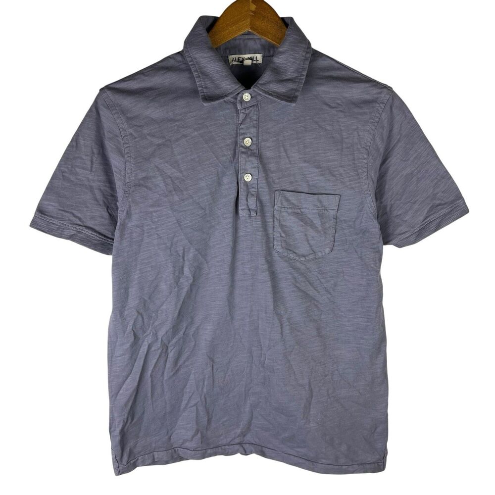 Alex Mill Shirt Mens S Blue Polo Cotton Knit Short Sleeve Collared Preppy